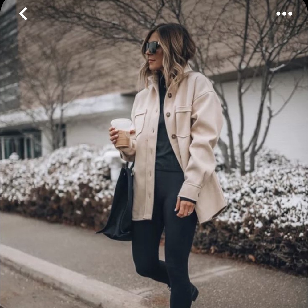 & other stories cream oversized shacket